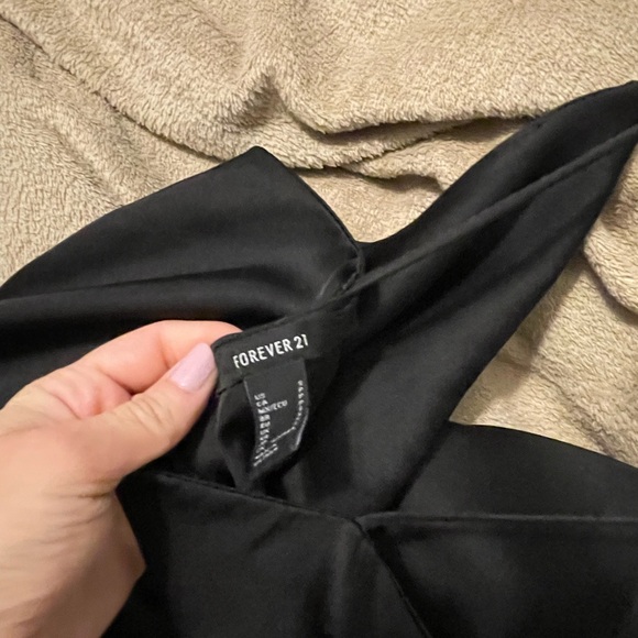 Black Satin Slip Dress - Picture 2 of 2